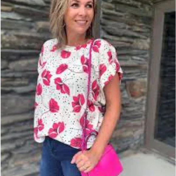 CAbi Pink Floral Boxy Top Size M - Picture 3 of 8